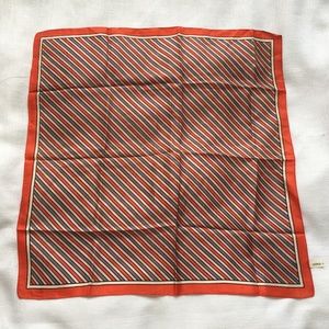 Square Scarf 21" Bandana Red Gray Stripes Made in Italy Geometric